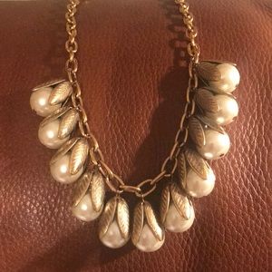 Pearl and antique gold necklace